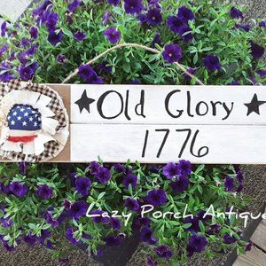 Americana 1776 OLD GLORY SUNFLOWER* Folk Art Sign